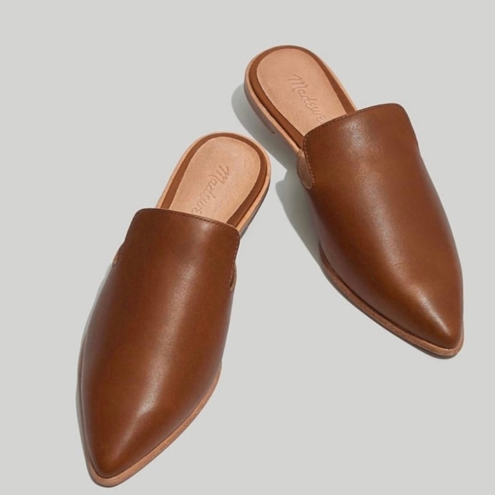 Madewell Brown Leather Pointed Mule Slides